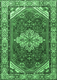 Medallion Emerald Green Traditional Rug, tr4193emgrn