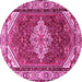 Round Medallion Pink Traditional Rug, tr4193pnk