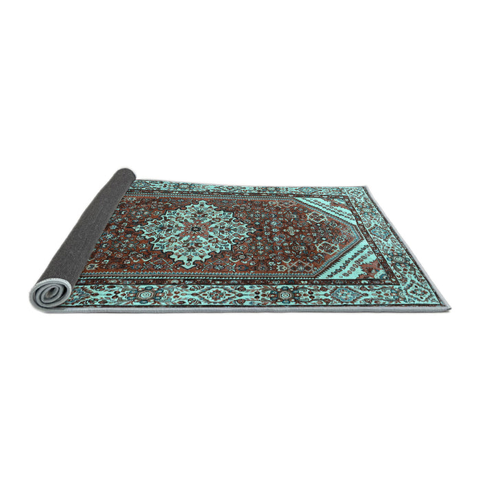 Sideview of Medallion Light Blue Traditional Rug, tr4193lblu
