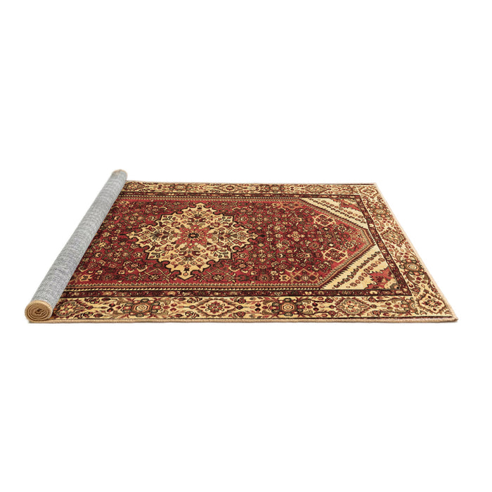 Sideview of Machine Washable Medallion Brown Traditional Rug, wshtr4193brn