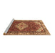 Sideview of Machine Washable Medallion Brown Traditional Rug, wshtr4193brn