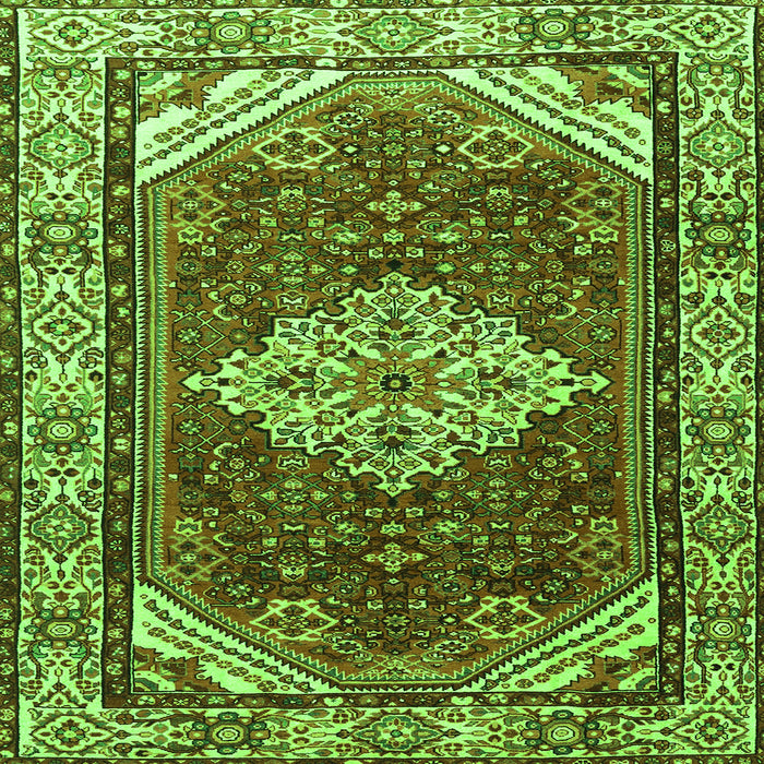 Round Machine Washable Medallion Green Traditional Area Rugs, wshtr4193grn