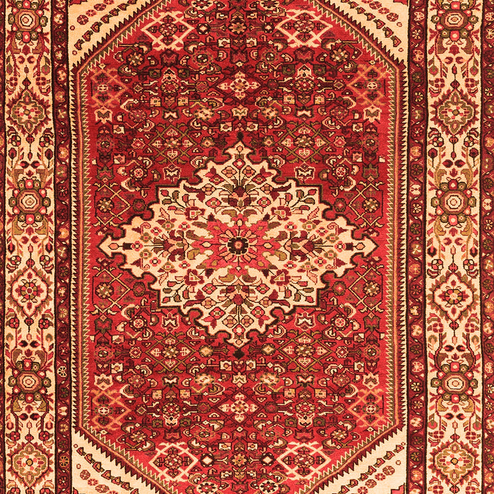 Serging Thickness of Machine Washable Medallion Orange Traditional Area Rugs, wshtr4193org