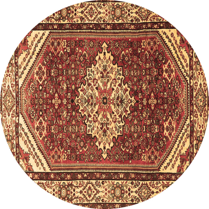 Round Machine Washable Medallion Brown Traditional Rug, wshtr4193brn
