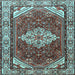 Square Medallion Light Blue Traditional Rug, tr4193lblu