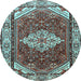 Round Medallion Light Blue Traditional Rug, tr4193lblu