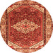 Machine Washable Medallion Orange Traditional Area Rugs, wshtr4193org