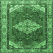 Square Medallion Emerald Green Traditional Rug, tr4193emgrn