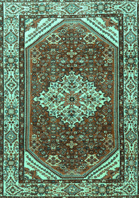 Medallion Turquoise Traditional Rug, tr4193turq