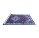 Sideview of Machine Washable Medallion Blue Traditional Rug, wshtr4193blu