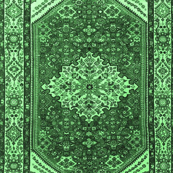 Machine Washable Medallion Emerald Green Traditional Area Rugs, wshtr4193emgrn