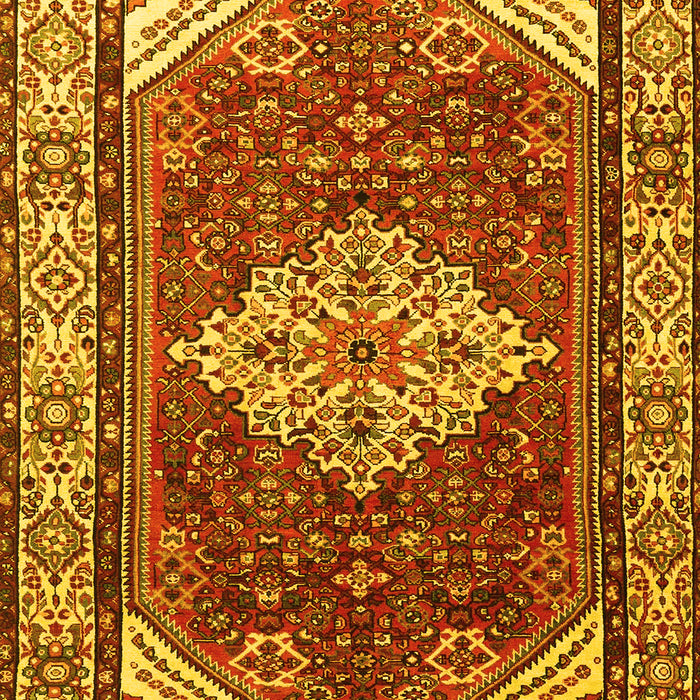 Machine Washable Medallion Yellow Traditional Rug, wshtr4193yw