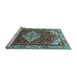 Sideview of Machine Washable Medallion Light Blue Traditional Rug, wshtr4193lblu