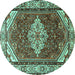 Round Medallion Turquoise Traditional Rug, tr4193turq