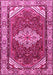 Machine Washable Medallion Pink Traditional Rug, wshtr4193pnk