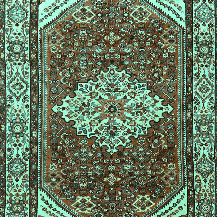 Machine Washable Medallion Turquoise Traditional Area Rugs, wshtr4193turq