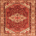 Serging Thickness of Medallion Orange Traditional Rug, tr4193org