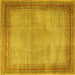 Square Machine Washable Persian Yellow Traditional Rug, wshtr4194yw