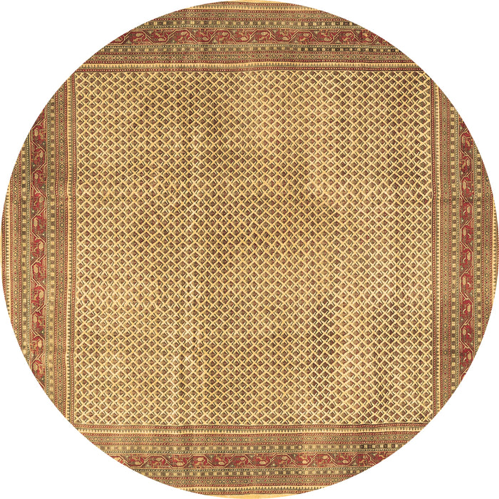 Round Persian Brown Traditional Rug, tr4194brn