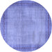 Round Persian Blue Traditional Rug, tr4194blu