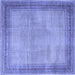 Square Machine Washable Persian Blue Traditional Rug, wshtr4194blu