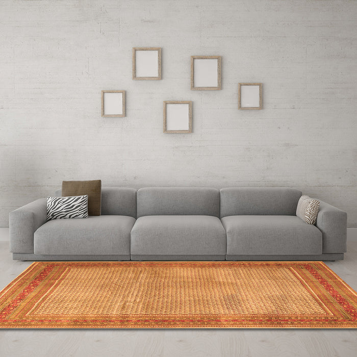 Machine Washable Persian Orange Traditional Area Rugs in a Living Room, wshtr4194org