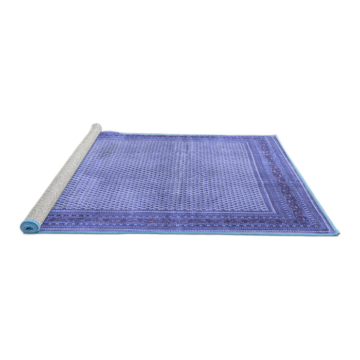 Sideview of Machine Washable Persian Blue Traditional Rug, wshtr4194blu