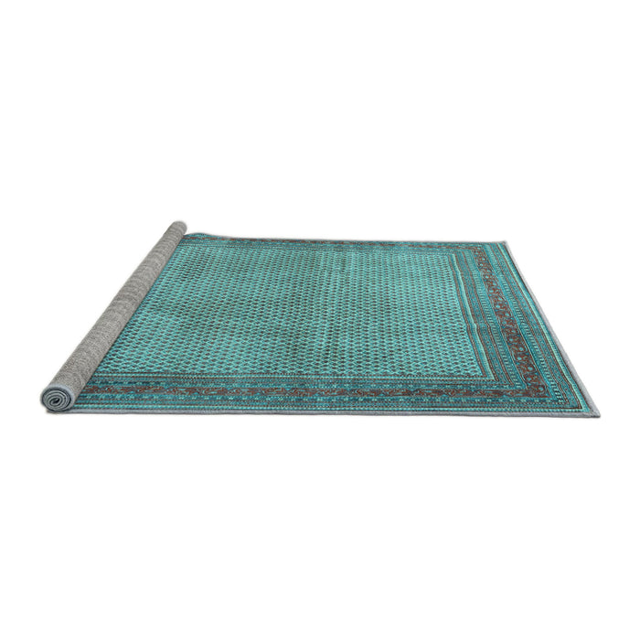 Sideview of Machine Washable Persian Light Blue Traditional Rug, wshtr4194lblu