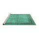 Sideview of Machine Washable Persian Turquoise Traditional Area Rugs, wshtr4194turq