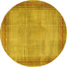 Round Persian Yellow Traditional Rug, tr4194yw