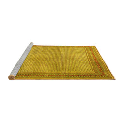 Sideview of Machine Washable Persian Yellow Traditional Rug, wshtr4194yw