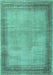 Machine Washable Persian Turquoise Traditional Area Rugs, wshtr4194turq