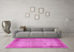 Machine Washable Persian Pink Traditional Rug in a Living Room, wshtr4194pnk