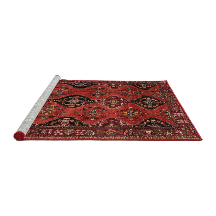 Sideview of Machine Washable Traditional Tomato Red Rug, wshtr4195
