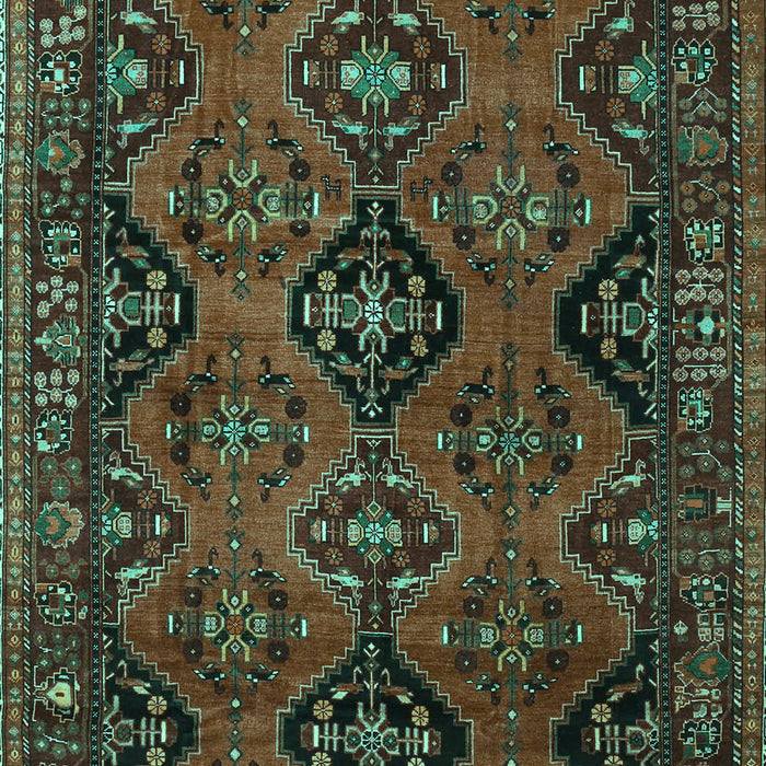 Machine Washable Persian Turquoise Traditional Area Rugs, wshtr4195turq