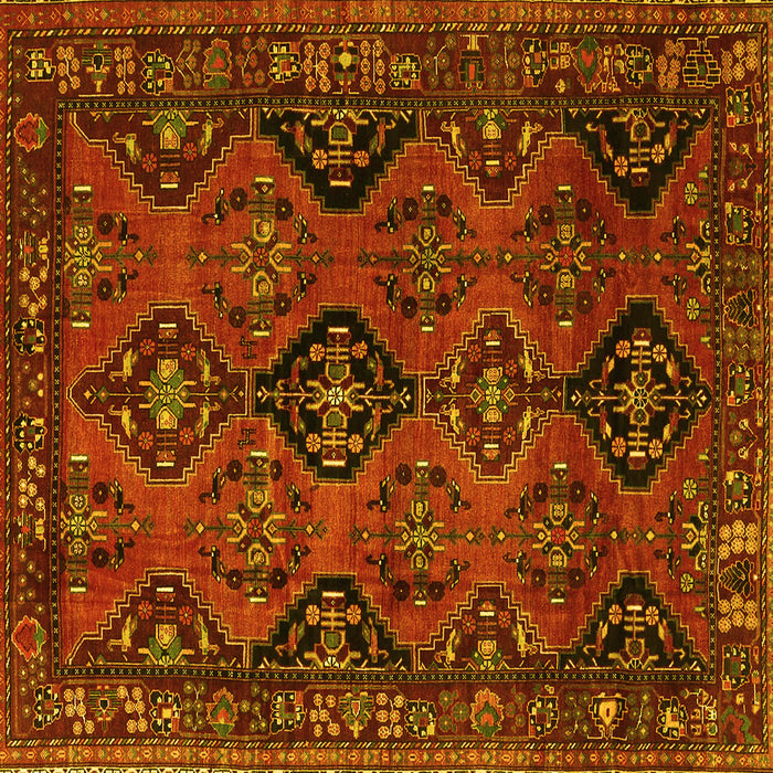 Square Machine Washable Persian Yellow Traditional Rug, wshtr4195yw