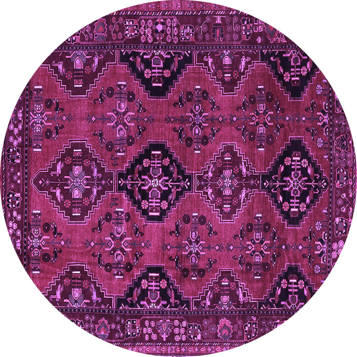 Round Persian Purple Traditional Rug, tr4195pur