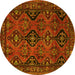 Round Persian Yellow Traditional Rug, tr4195yw