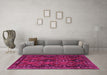 Machine Washable Persian Pink Traditional Rug in a Living Room, wshtr4195pnk