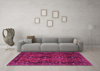 Machine Washable Persian Pink Traditional Rug, wshtr4195pnk