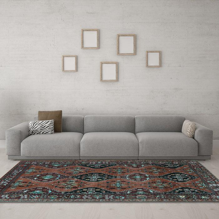 Machine Washable Persian Light Blue Traditional Rug in a Living Room, wshtr4195lblu