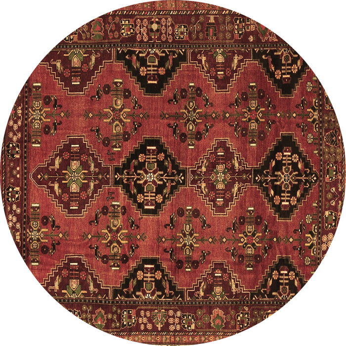 Round Persian Brown Traditional Rug, tr4195brn