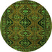 Square Persian Green Traditional Rug, tr4195grn