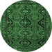 Round Persian Emerald Green Traditional Rug, tr4195emgrn