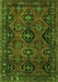 Serging Thickness of Machine Washable Persian Green Traditional Area Rugs, wshtr4195grn