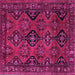 Square Machine Washable Persian Pink Traditional Rug, wshtr4195pnk