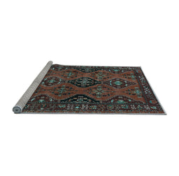 Sideview of Machine Washable Persian Light Blue Traditional Rug, wshtr4195lblu