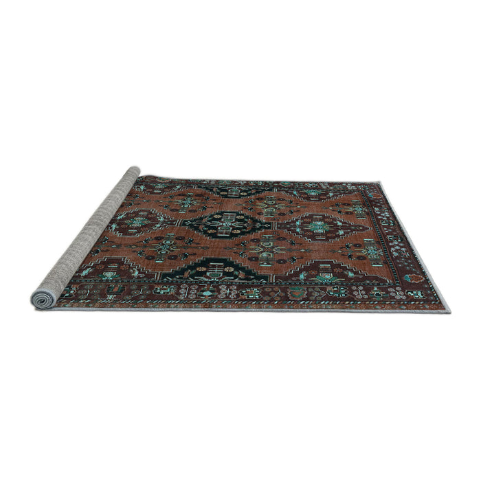 Sideview of Machine Washable Persian Light Blue Traditional Rug, wshtr4195lblu