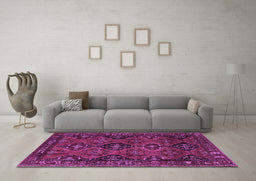 Machine Washable Persian Purple Traditional Area Rugs in a Living Room, wshtr4195pur