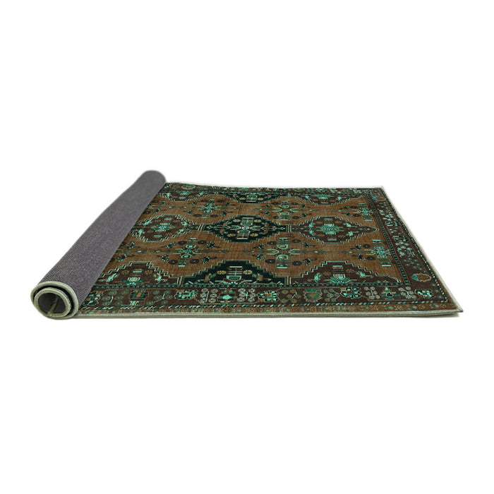 Sideview of Persian Turquoise Traditional Rug, tr4195turq